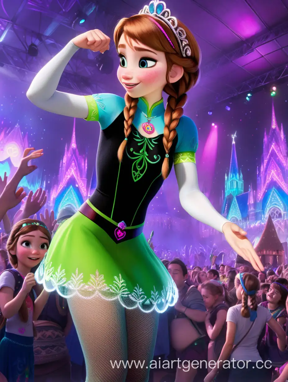 Princess anna attends a rave in tights