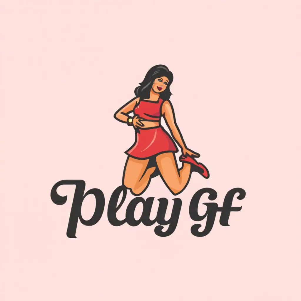 LOGO-Design-For-PlayGF-Modern-and-Alluring-Cam-Girl-Theme-with-Short-Skirt-Icon