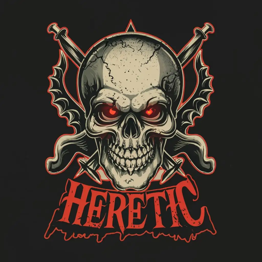 LOGO-Design-for-The-Heretic-Intricately-Detailed-Angry-Grinning-Skull-with-Dark-Menace-Theme-and-Moderate-Clear-Background