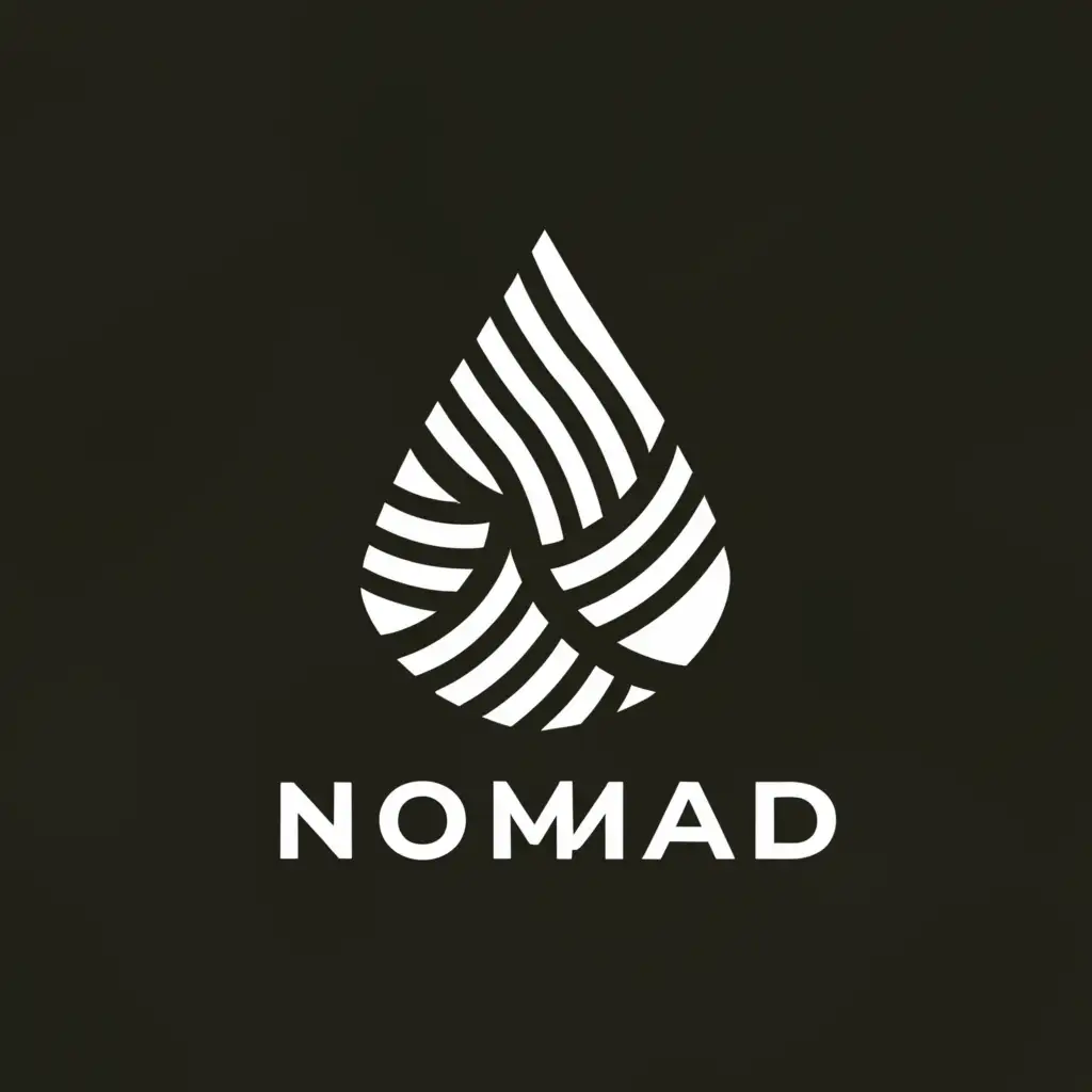 a logo design,with the text "NOMAD", main symbol:RAIN DROP,complex,clear background