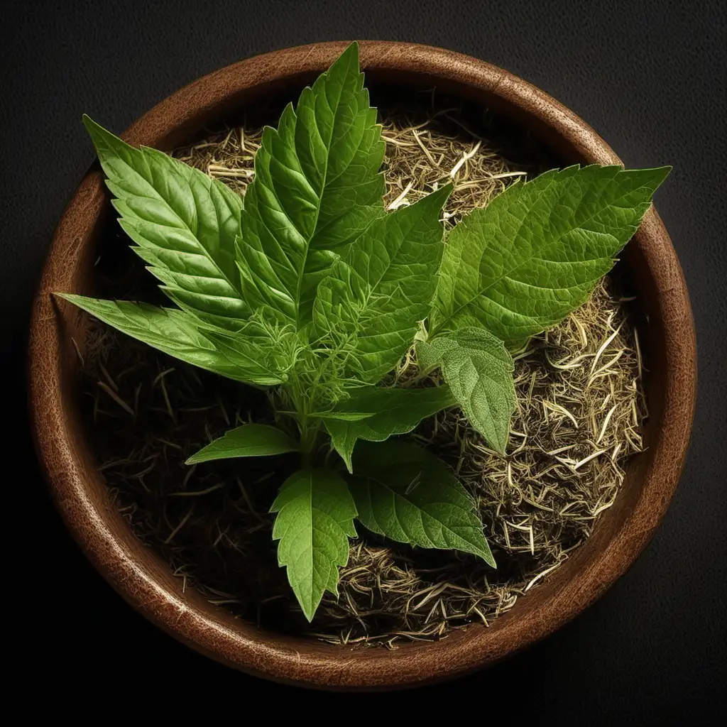 Create a visual stunning image featuring one herb: Jyotishmati
