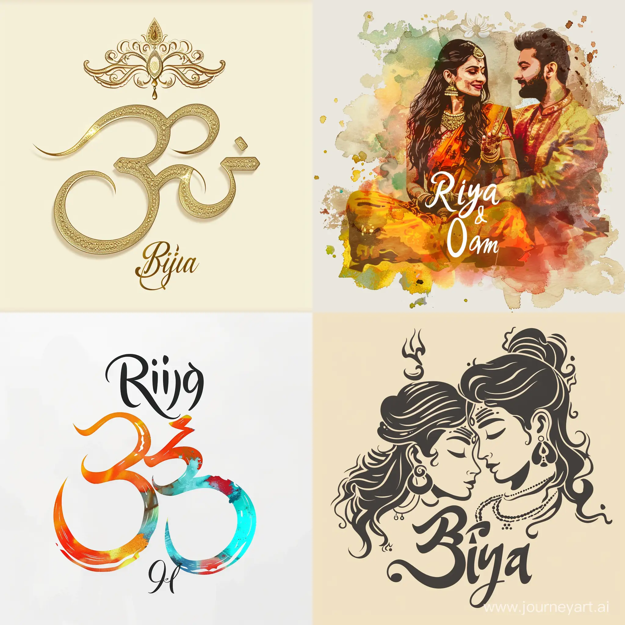 make a stylish text for couple. "Riya" "Om".