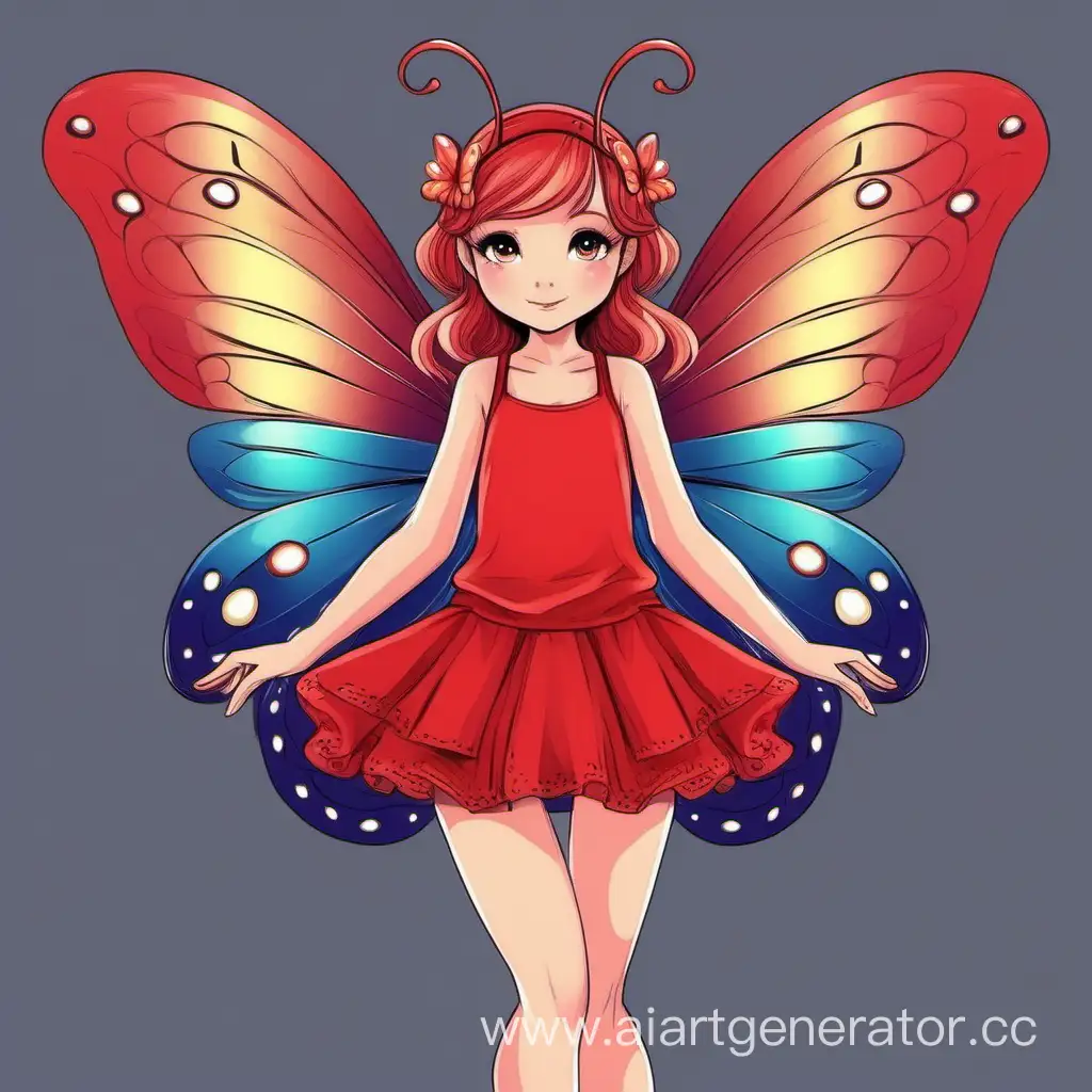 Colorful-Butterfly-Fairy-in-a-Red-Short-Skirt