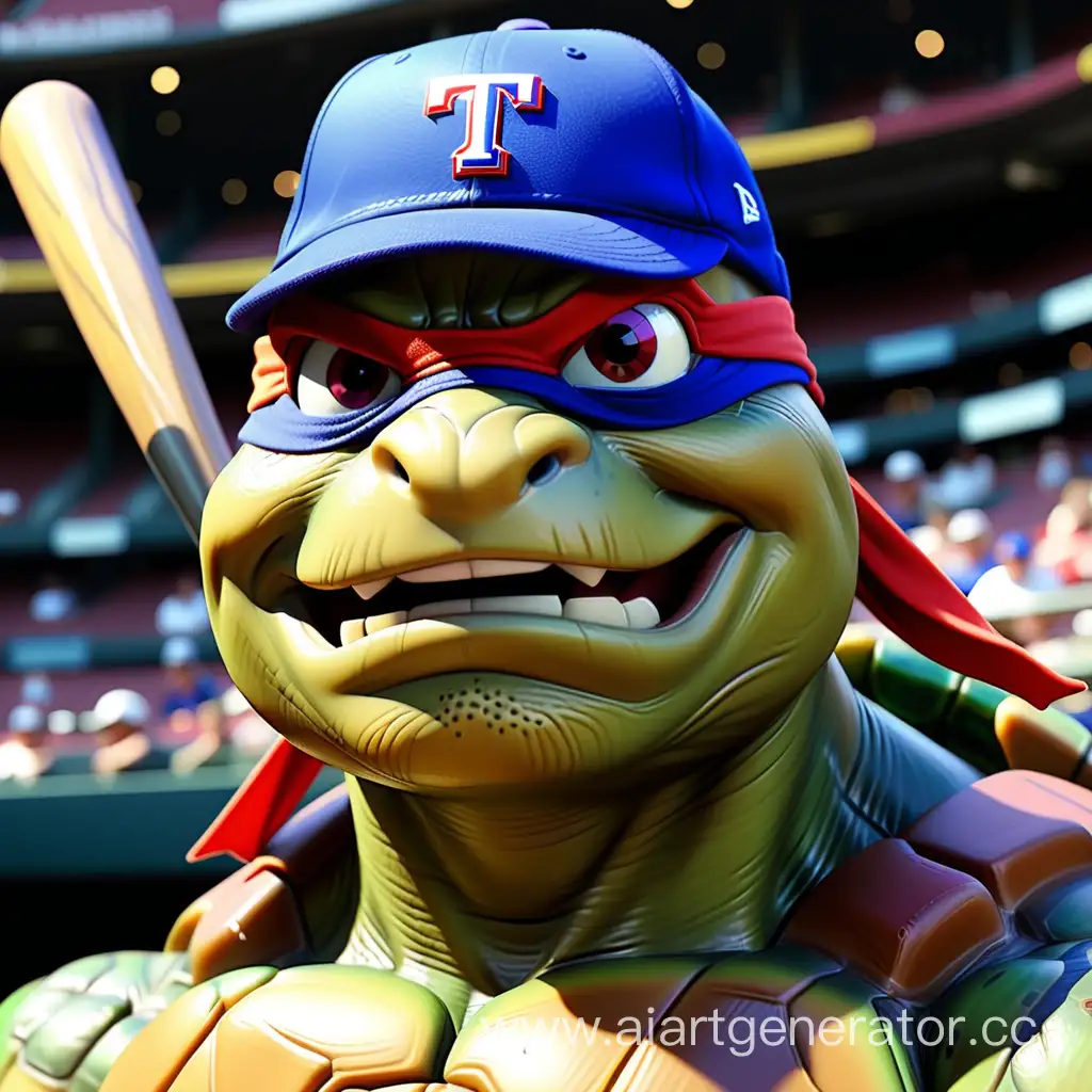 Middleaged-Ninja-Turtle-with-Goatee-and-Texas-Rangers-Baseball-Hat-Artwork