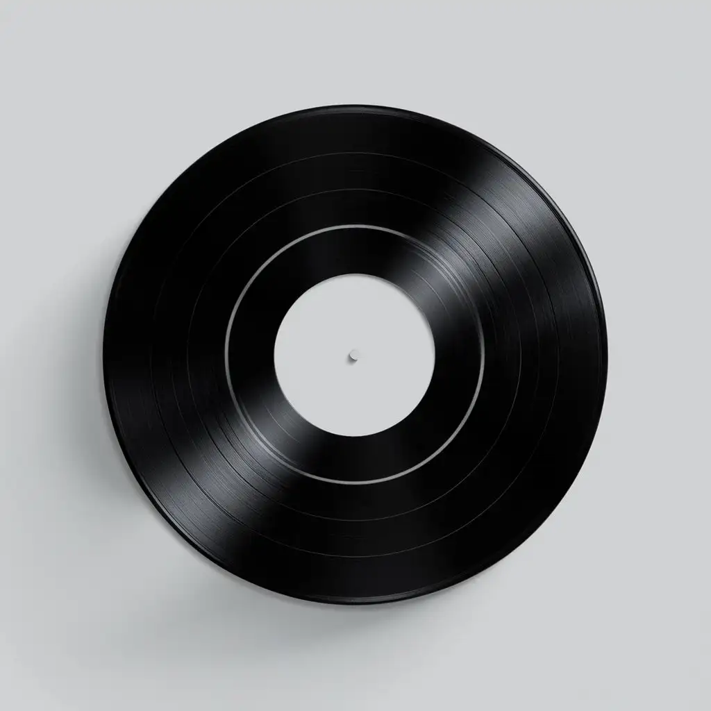 A clean design of a vinyl record, emphasizing its circular shape and grooves.