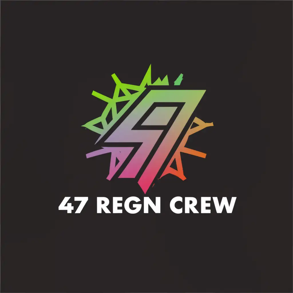 a logo design,with the text "47 REGION CREW", main symbol:47,Moderate,be used in Entertainment industry,clear background