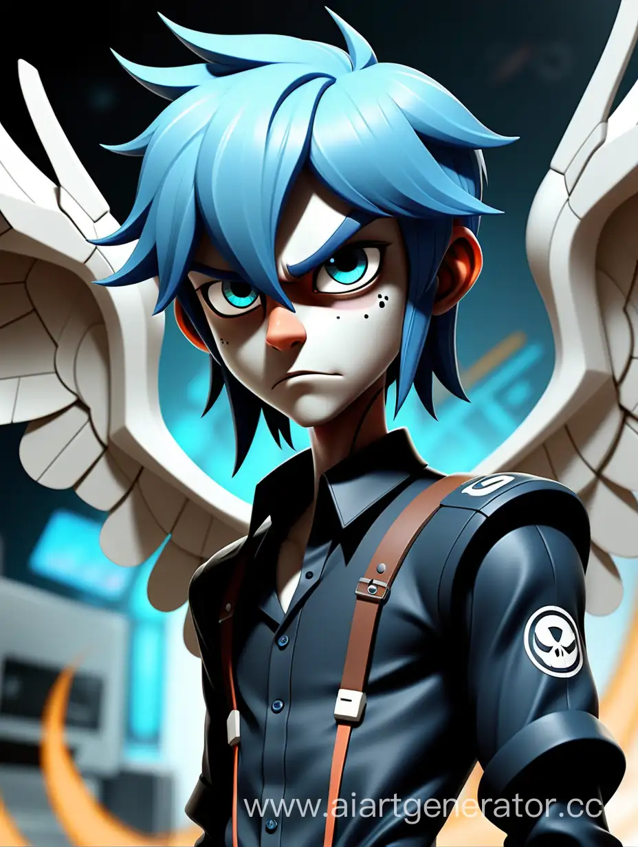 BlueHaired-Drone-Dismantler-in-Animated-Series-Style-on-Planet-Copper9