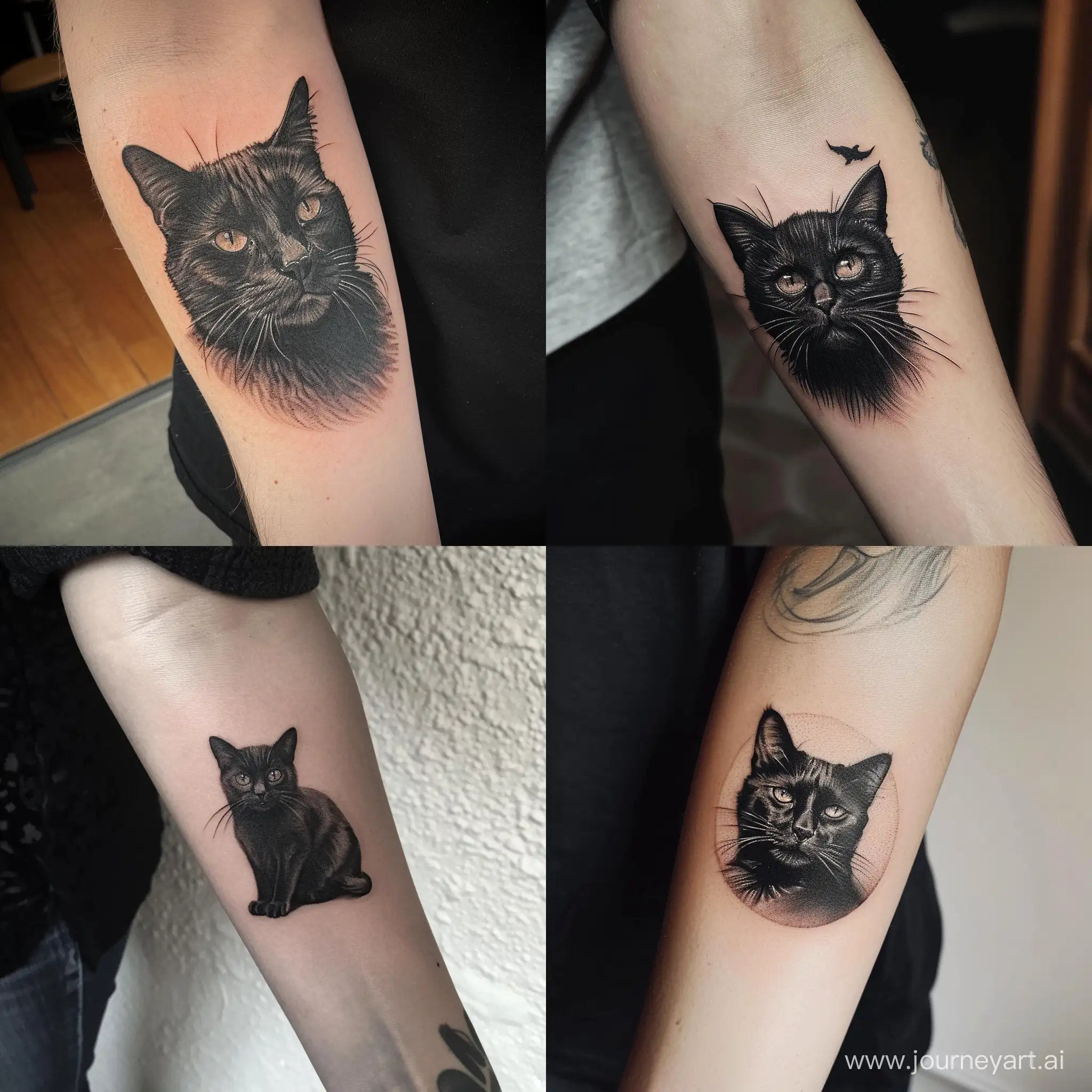 Hyperrealistic-Black-Cat-Tattoo-in-VIP-Shading-Style