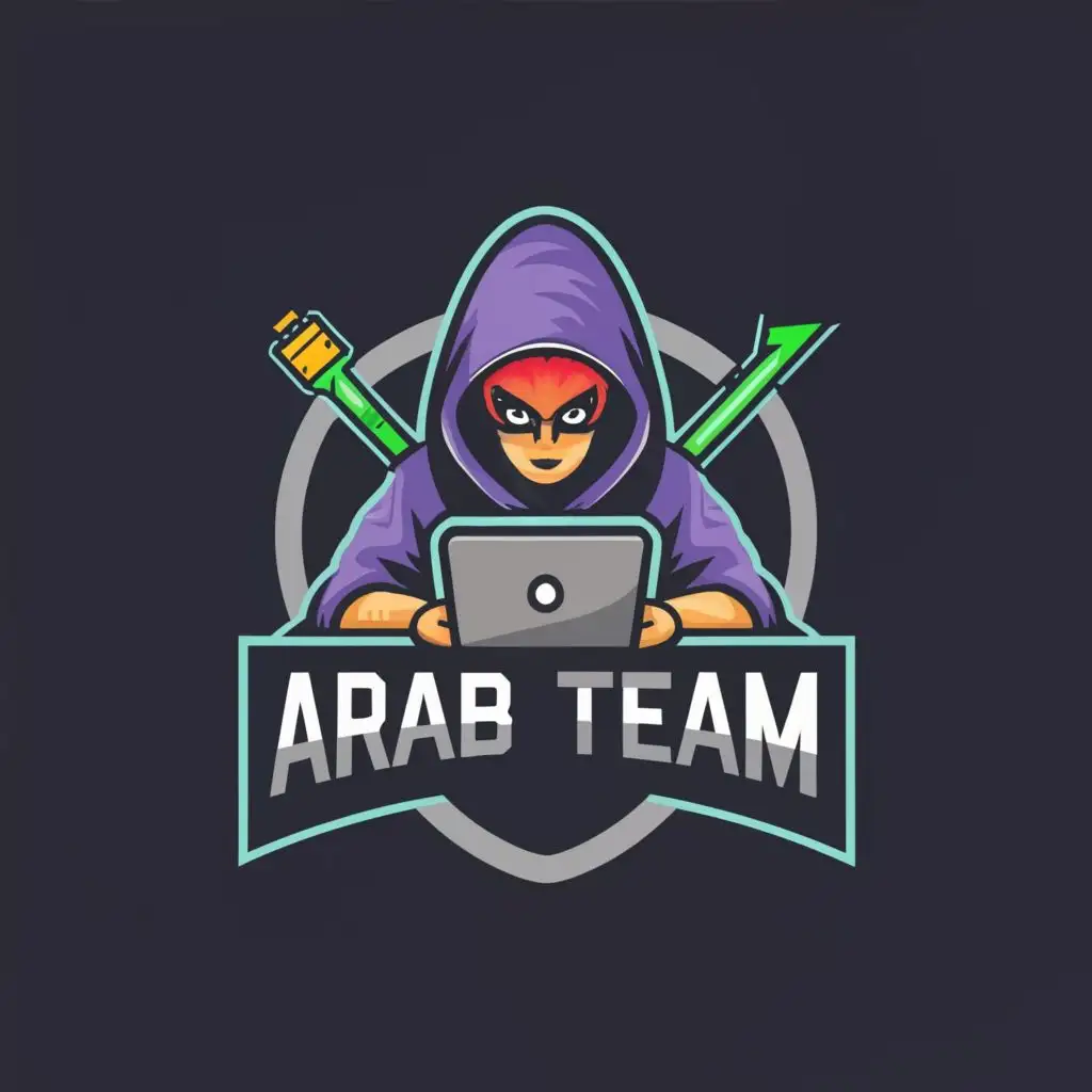 logo, hacker, with the text "Arab Team", typography, be used in Internet industry
