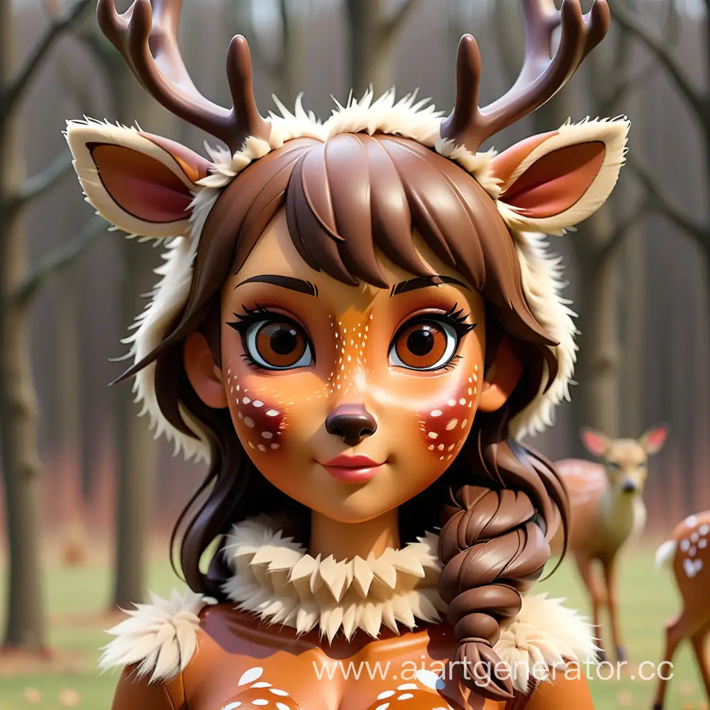 Plastic-Girl-Furry-Deer-Whimsical-Brown-Plastic-DeerThemed-Figure