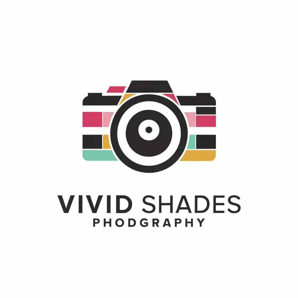 a logo design,with the text "Vivid Shades", main symbol:Camera,Minimalistic,clear background