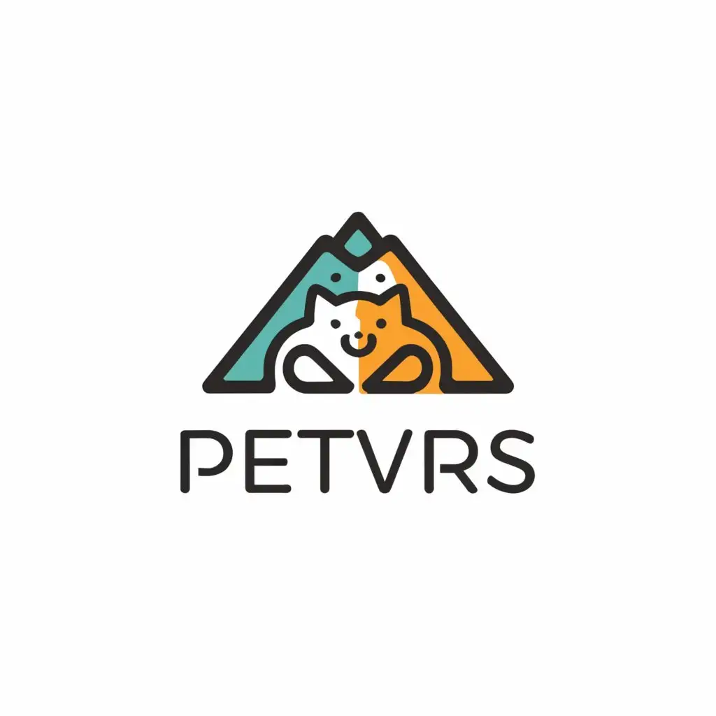 a logo design,with the text "PETVERS", main symbol:The mountain in the shape of a cat and a dog,Minimalistic,be used in Animals Pets industry,clear background