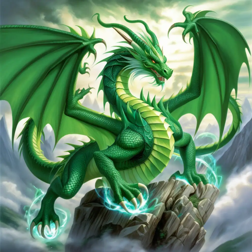 Envious Green Dragon Conjuring Winds of Magic