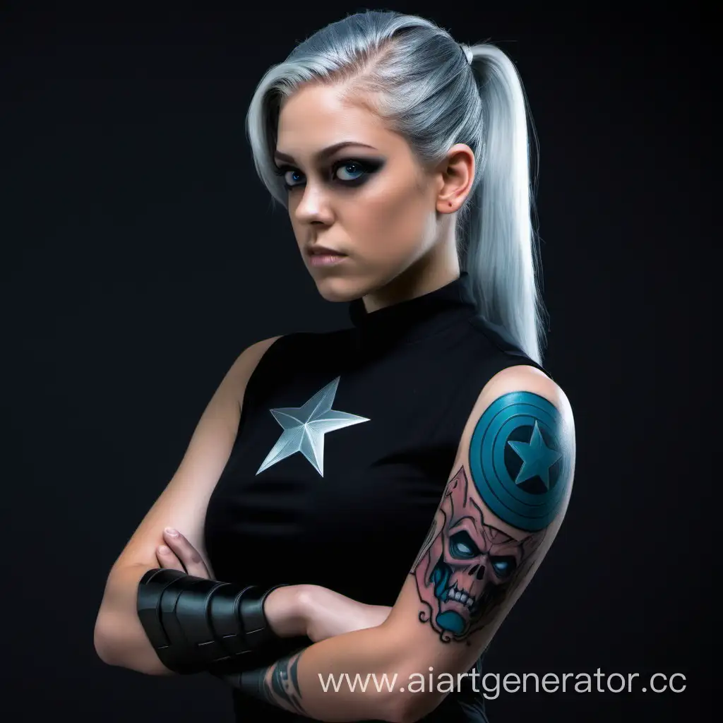 Captain-Americas-Daughter-and-Red-Skulls-Daughter-Stylish-Hydra-Warrior-with-Silver-Hair