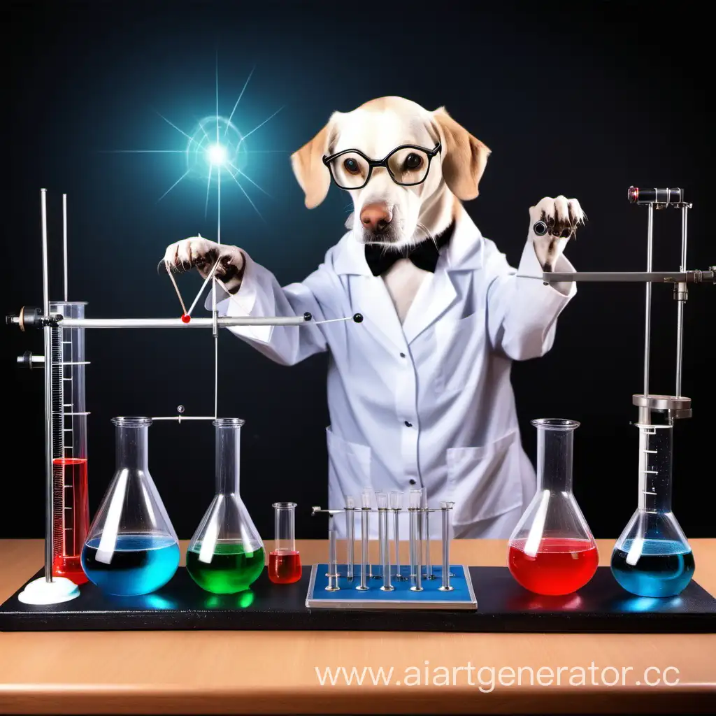 Dog-Scientist-Conducts-Physics-Experiments