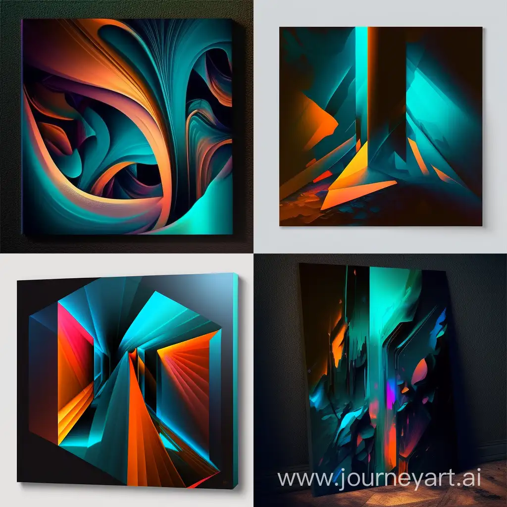 Abstract-Light-and-Shadow-Art-in-Blue-Turquoise-Orange-Pink-and-Olive-Colors