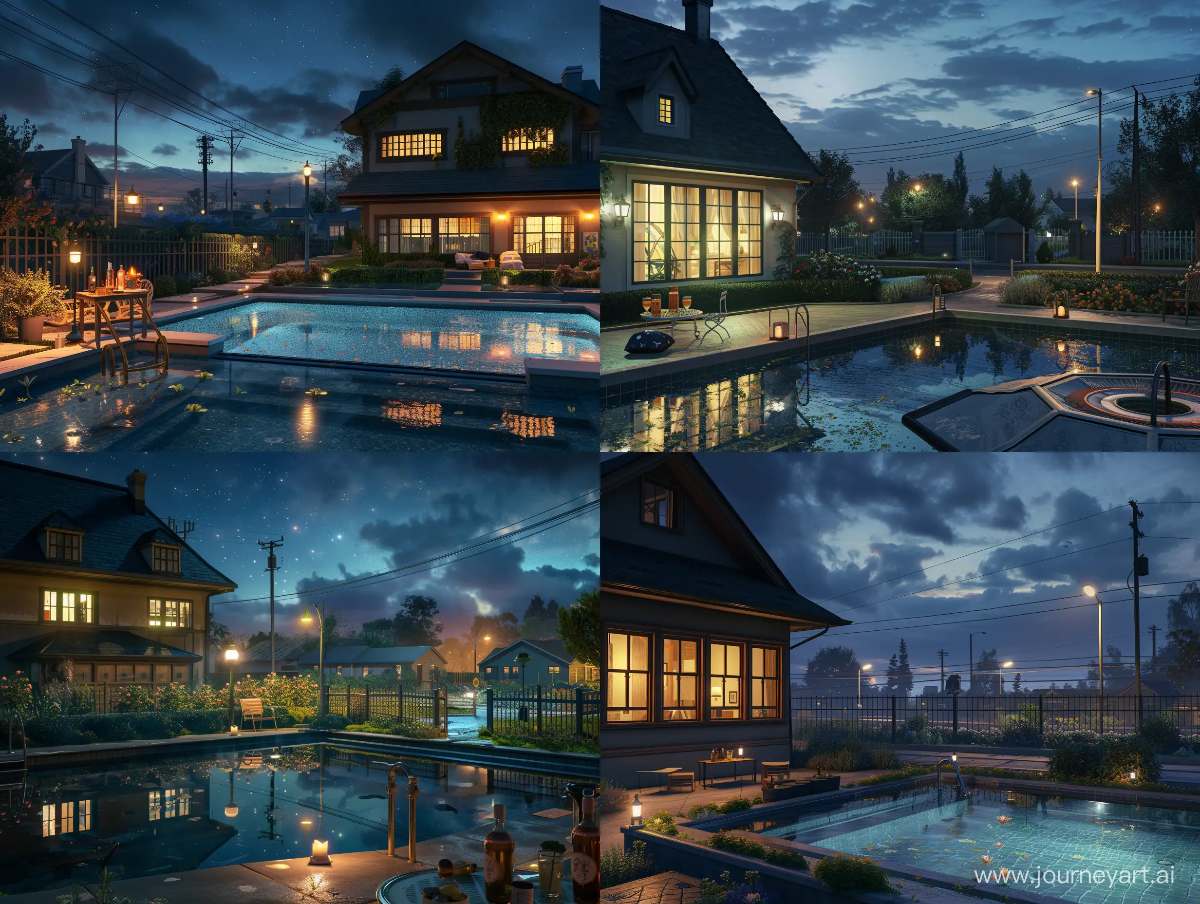 Beautiful-American-Style-House-with-Night-Sky-and-Swimming-Pool