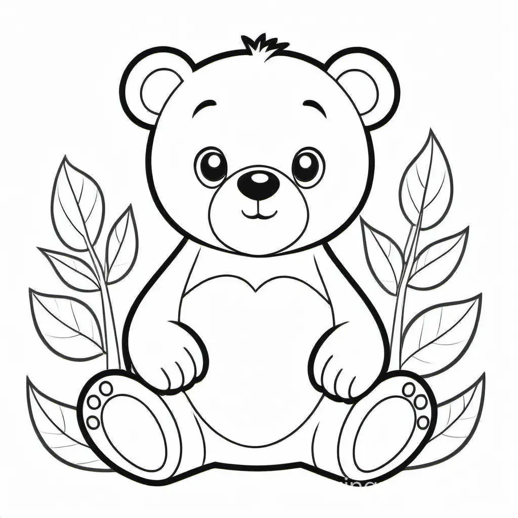 A cartoon illustration in black and white line art, of  a bear. The style is cute Disney with soft lines and delicate shading. Coloring Page, black and white, line art, white background, Simplicity, Ample White Space. The background of the coloring page is plain white to make it easy for young children to color within the lines. The outlines of all the subjects are easy to distinguish, making it simple for kids to color without too much difficulty, Coloring Page, black and white, line art, white background, Simplicity, Ample White Space. The background of the coloring page is plain white to make it easy for young children to color within the lines. The outlines of all the subjects are easy to distinguish, making it simple for kids to color without too much difficulty