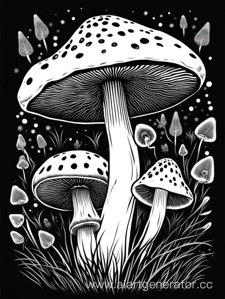 Vibrant-Amanita-Mushroom-Against-Elegant-Black-Background