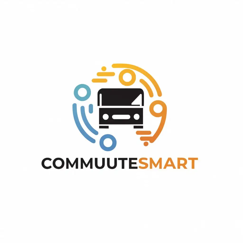 a logo design,with the text "CommuteSmart", main symbol:Bus, Smartphone, Internet, Guide

,Moderate,be used in Travel industry,clear background
