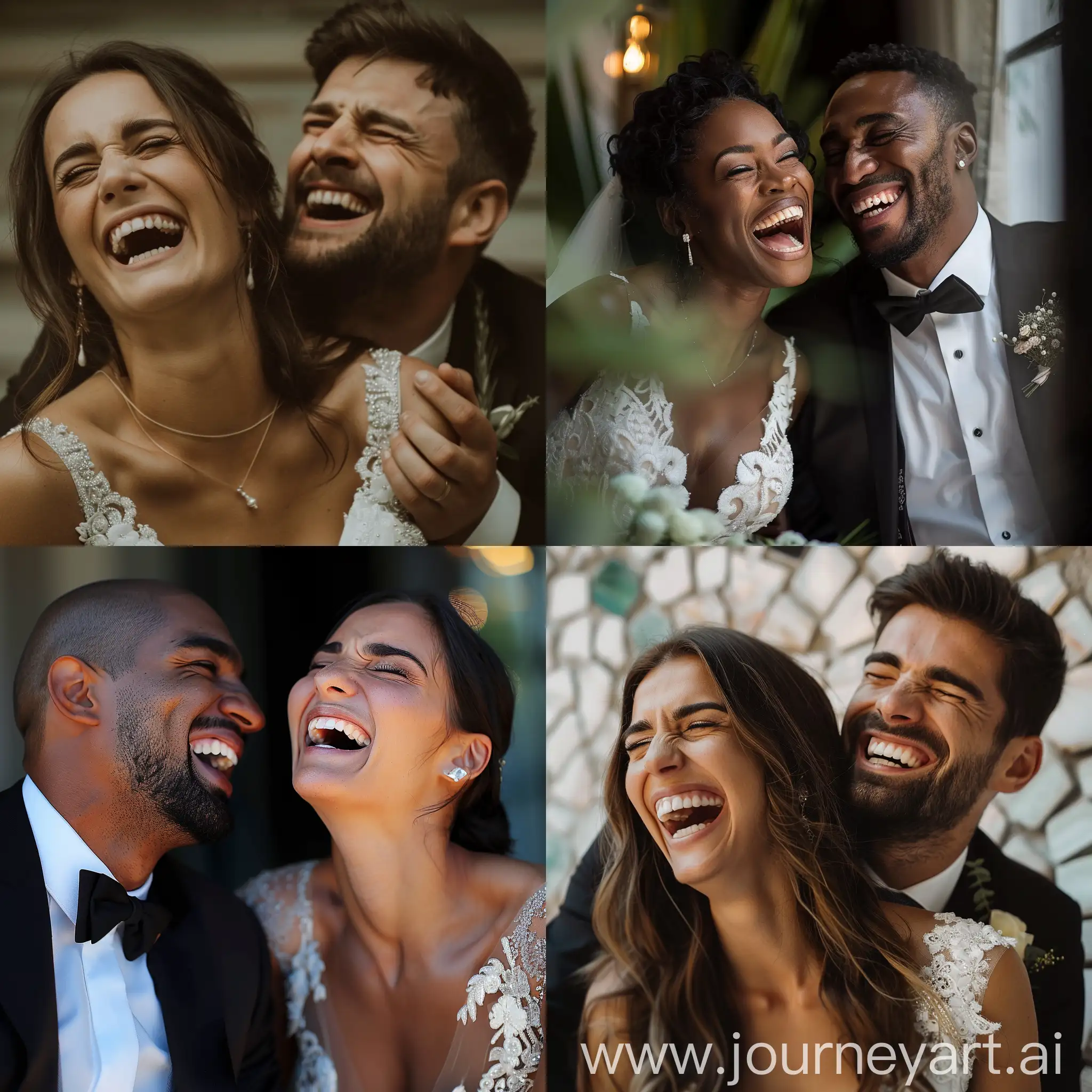 wedding photo of lovers where they are so happy and laught
