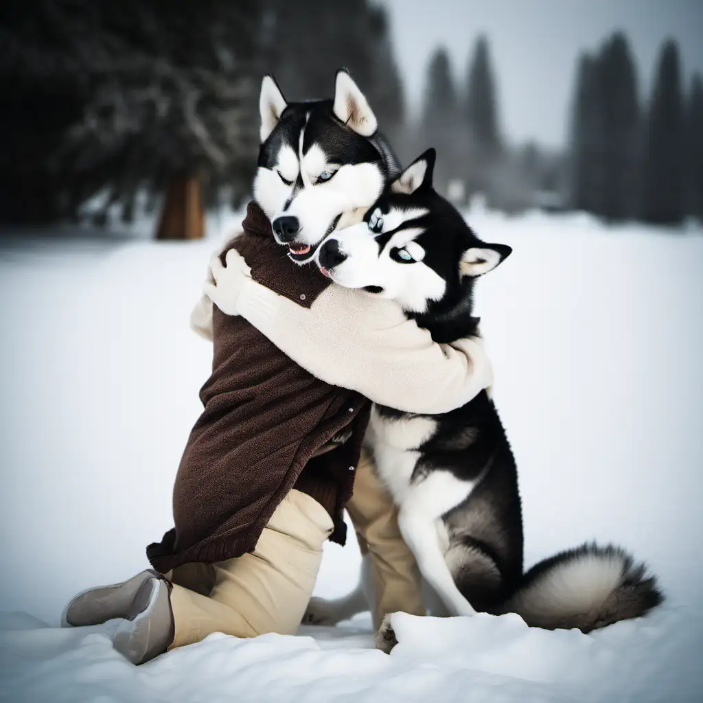 Affectionate Husky Embracing with Warm Hugs