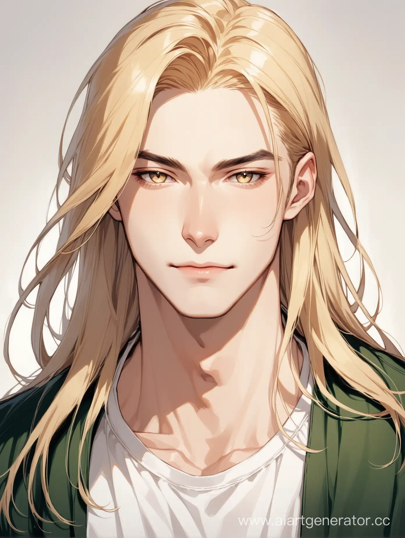 портрет парня со светлой кожей, с длинными волосами цвета блонд
