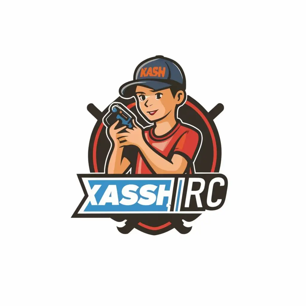 LOGO-Design-For-Kash-RC-Dynamic-Boy-with-Remote-Control-in-Automotive-Style-Typography