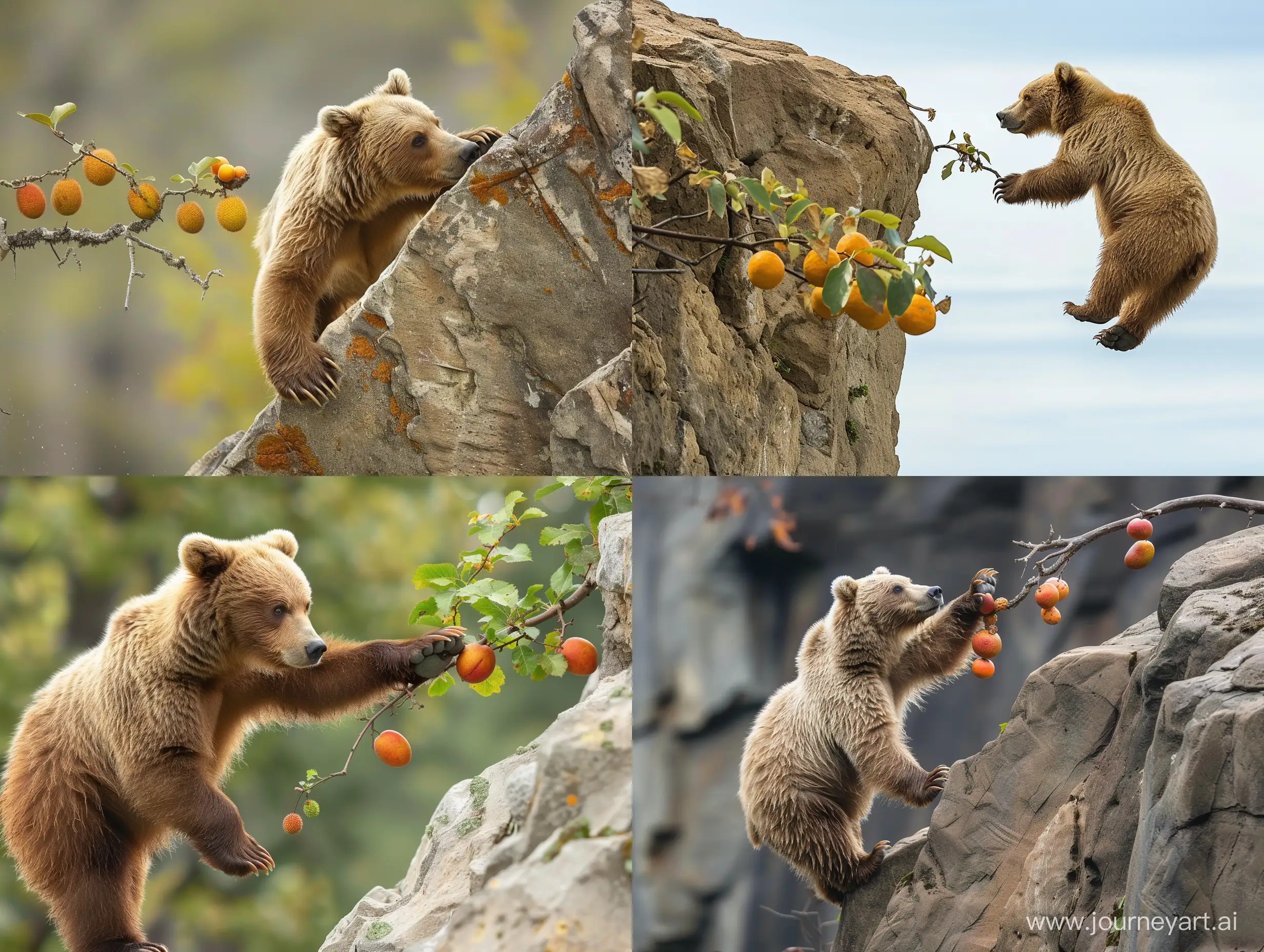 Bear-Reaching-for-Fruit-on-Cliffs-Edge