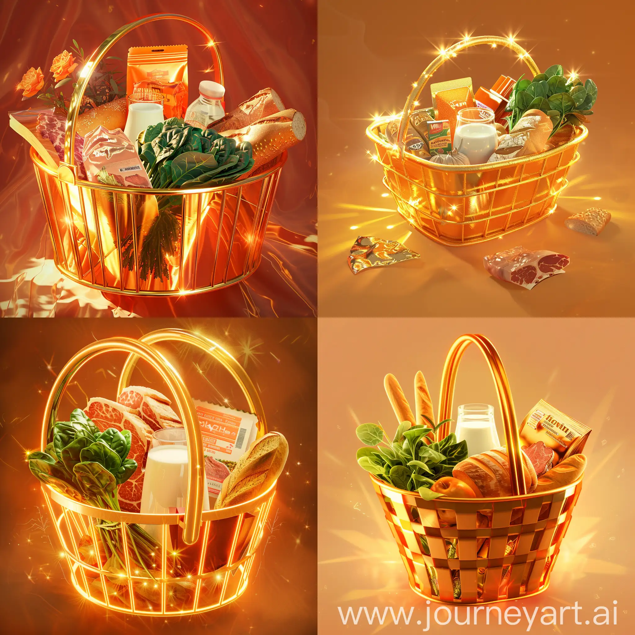 Orange-Themed-Grocery-Basket-with-Gold-Accents