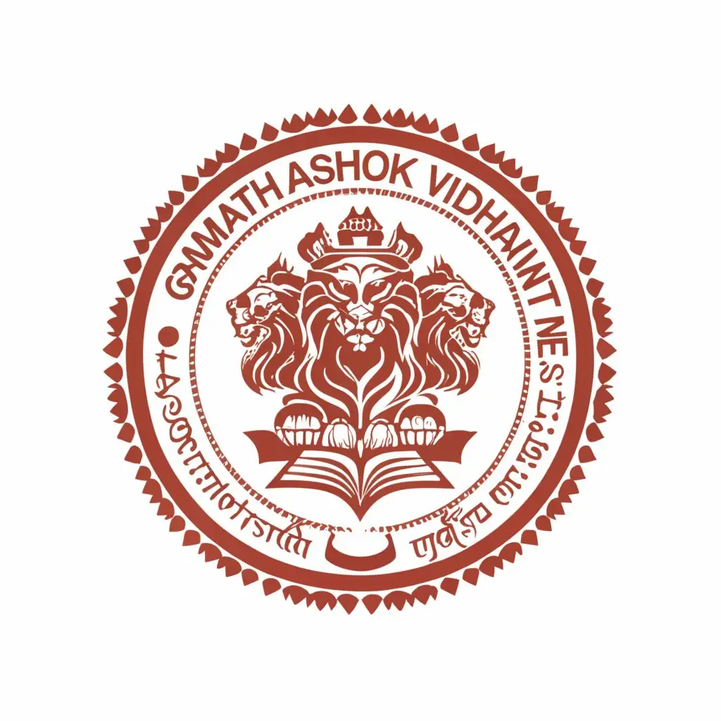 a logo design,with the text "Samrath Ashok Vidhyapith", main symbol:Ashok stumbh lion ,  Books, children,complex,be used in Nonprofit industry,clear background