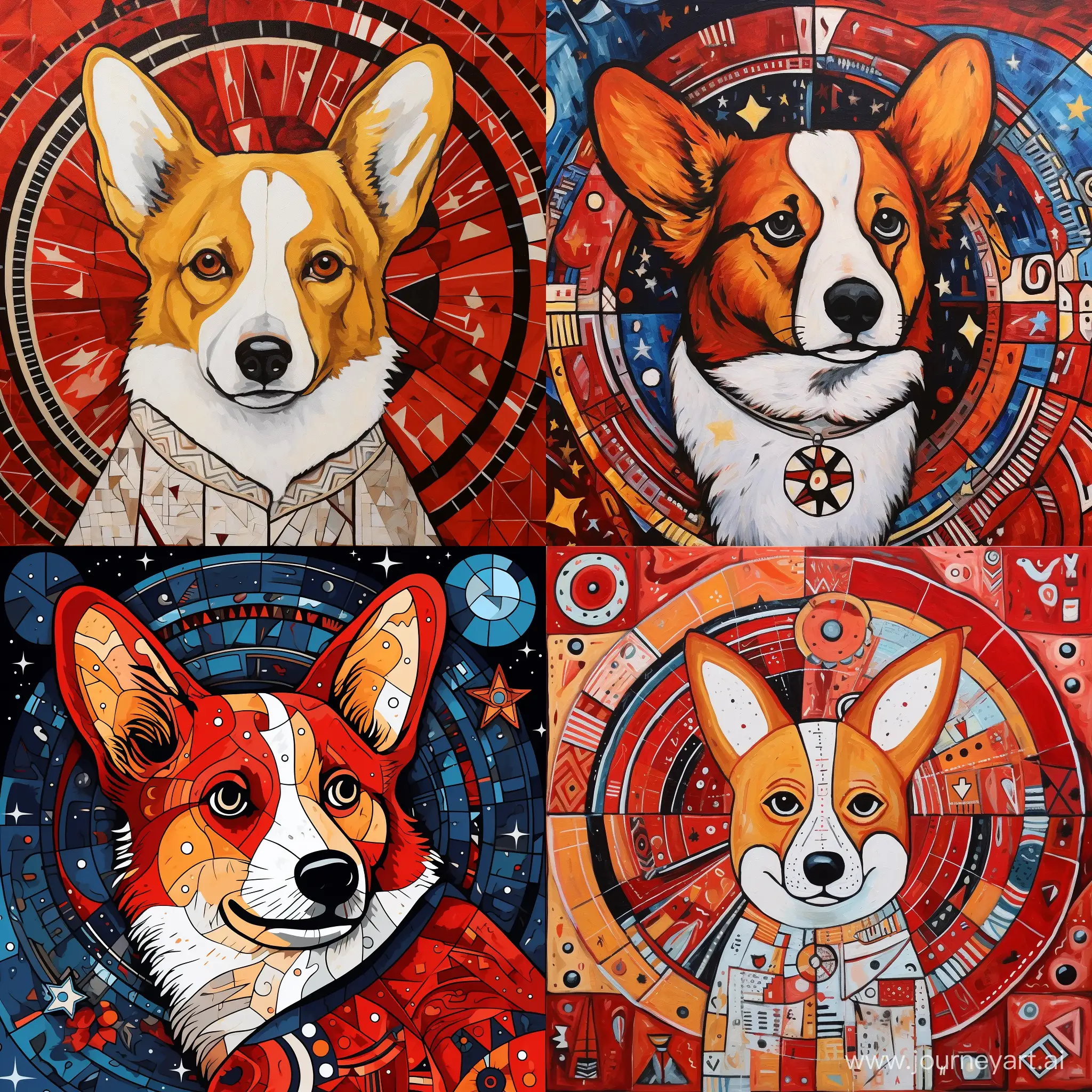 PicassoInspired-Astrologer-Corgi-with-RedandWhite-Coloring