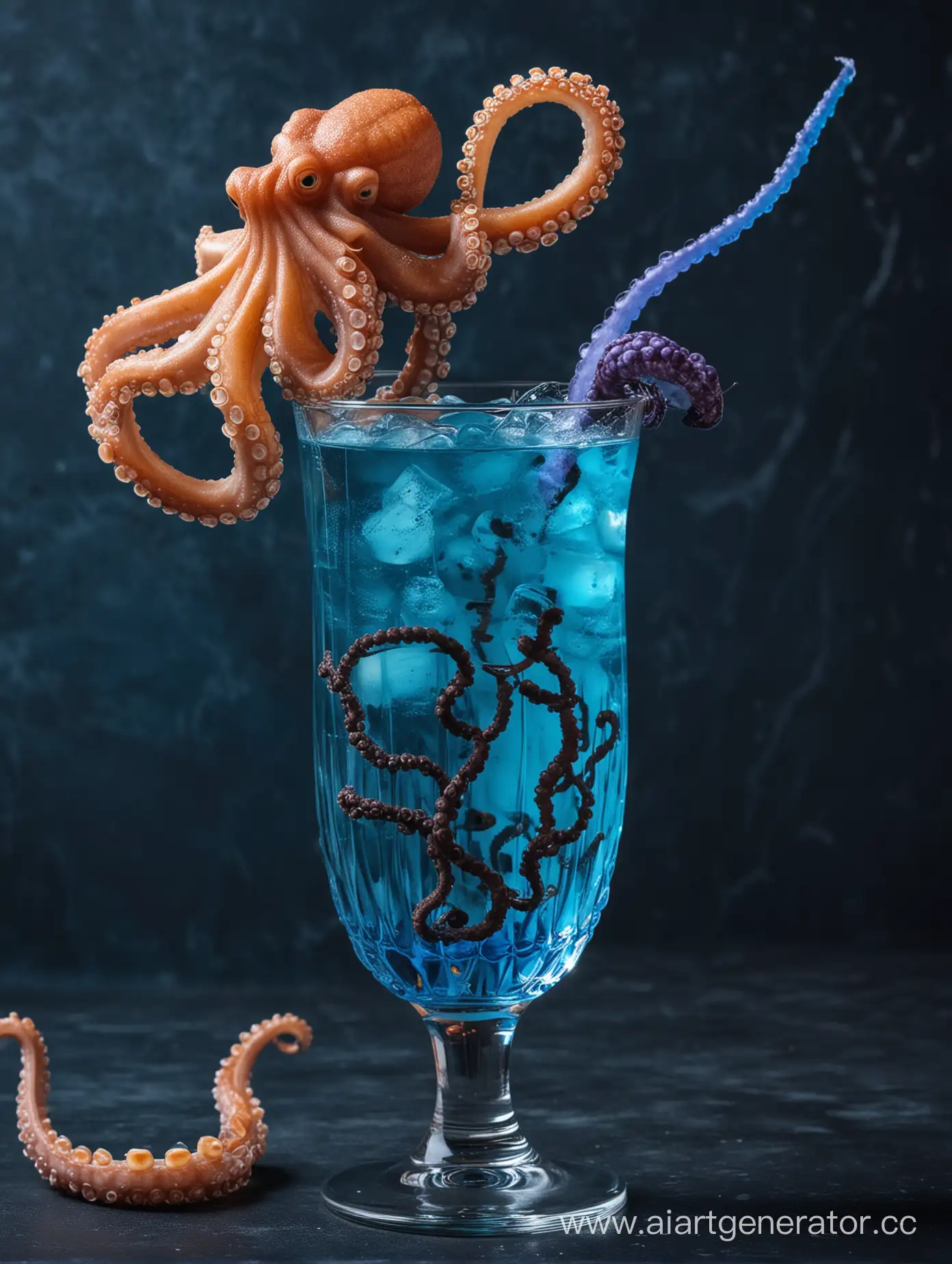 Oceanic-Delight-Cocktail-with-Octopus-Tentacle