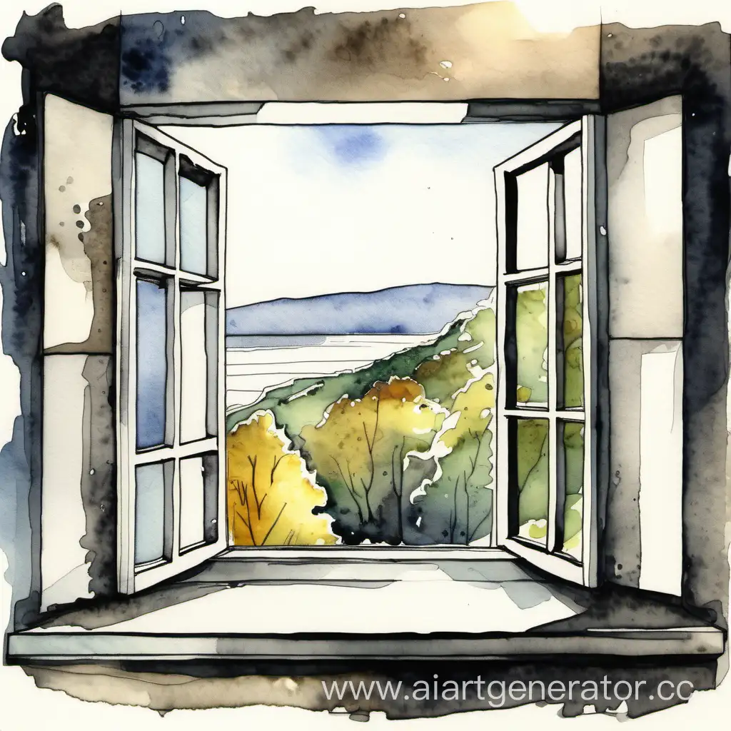 Modern-Opening-Window-with-Scenic-Ink-and-Watercolor-View