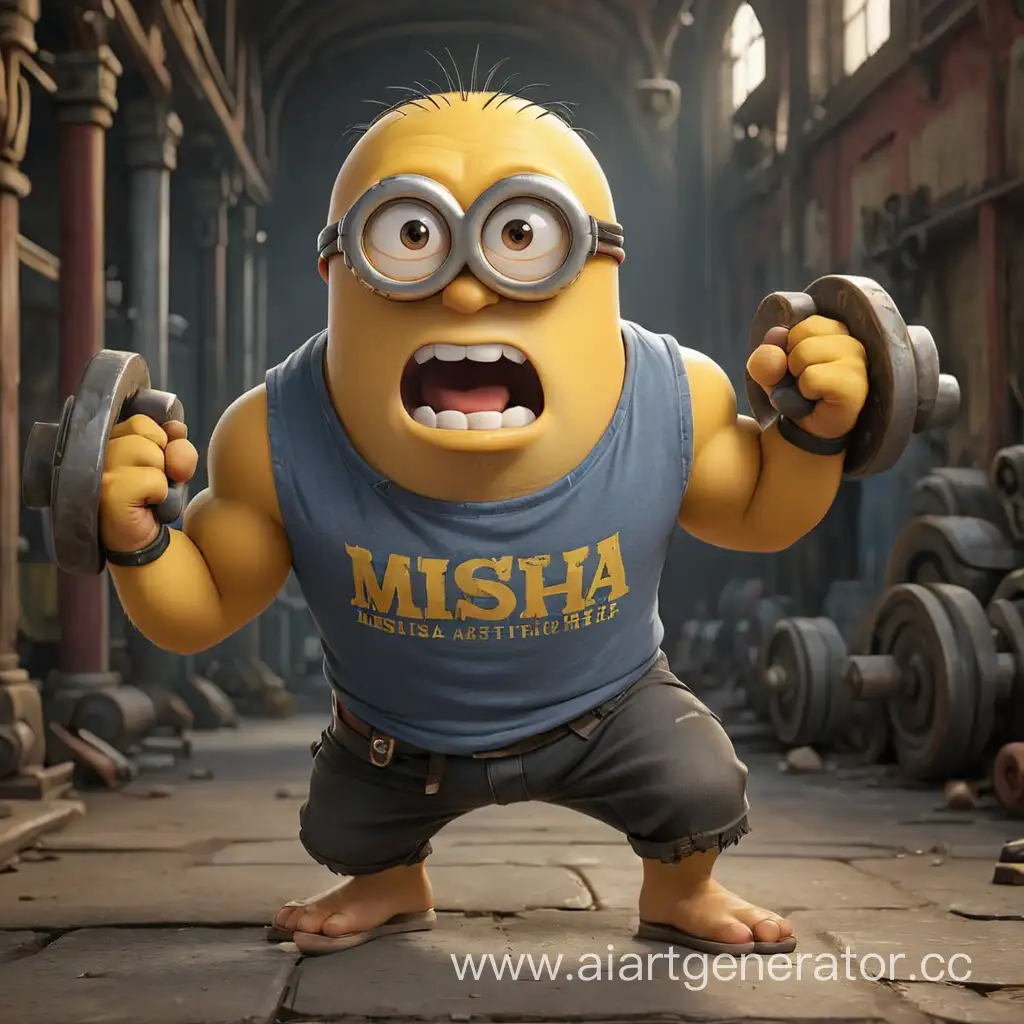 MuscleBound-Minion-Named-Misha-with-Custom-TShirt-Design