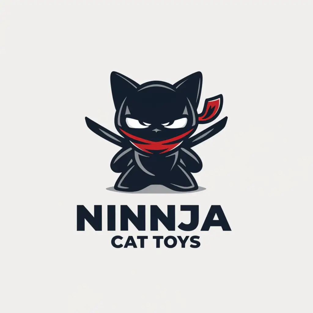 LOGO-Design-For-Ninja-Cat-Toys-Playful-Feline-Emblem-Against-a-Clean-Background