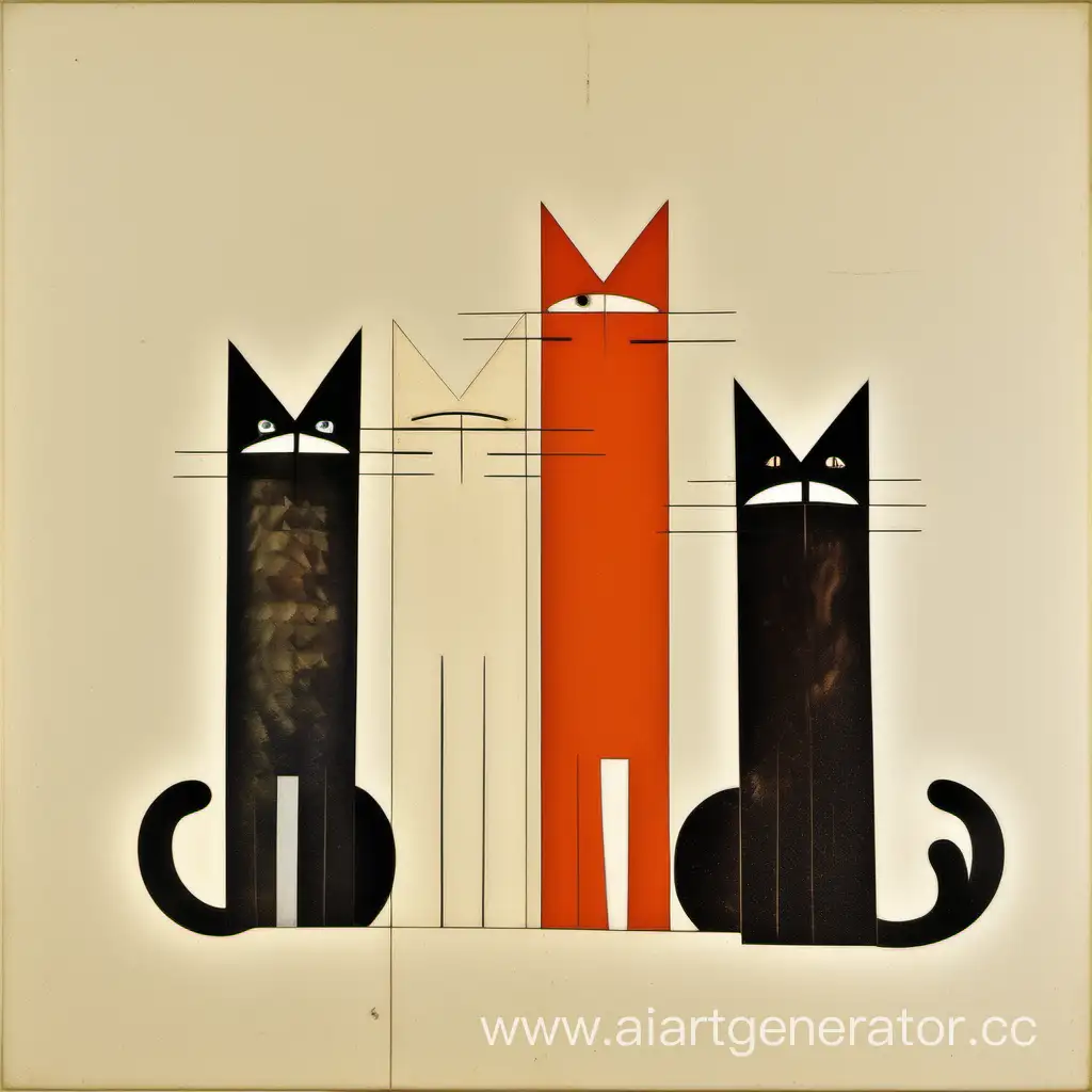 Three cats suprematism