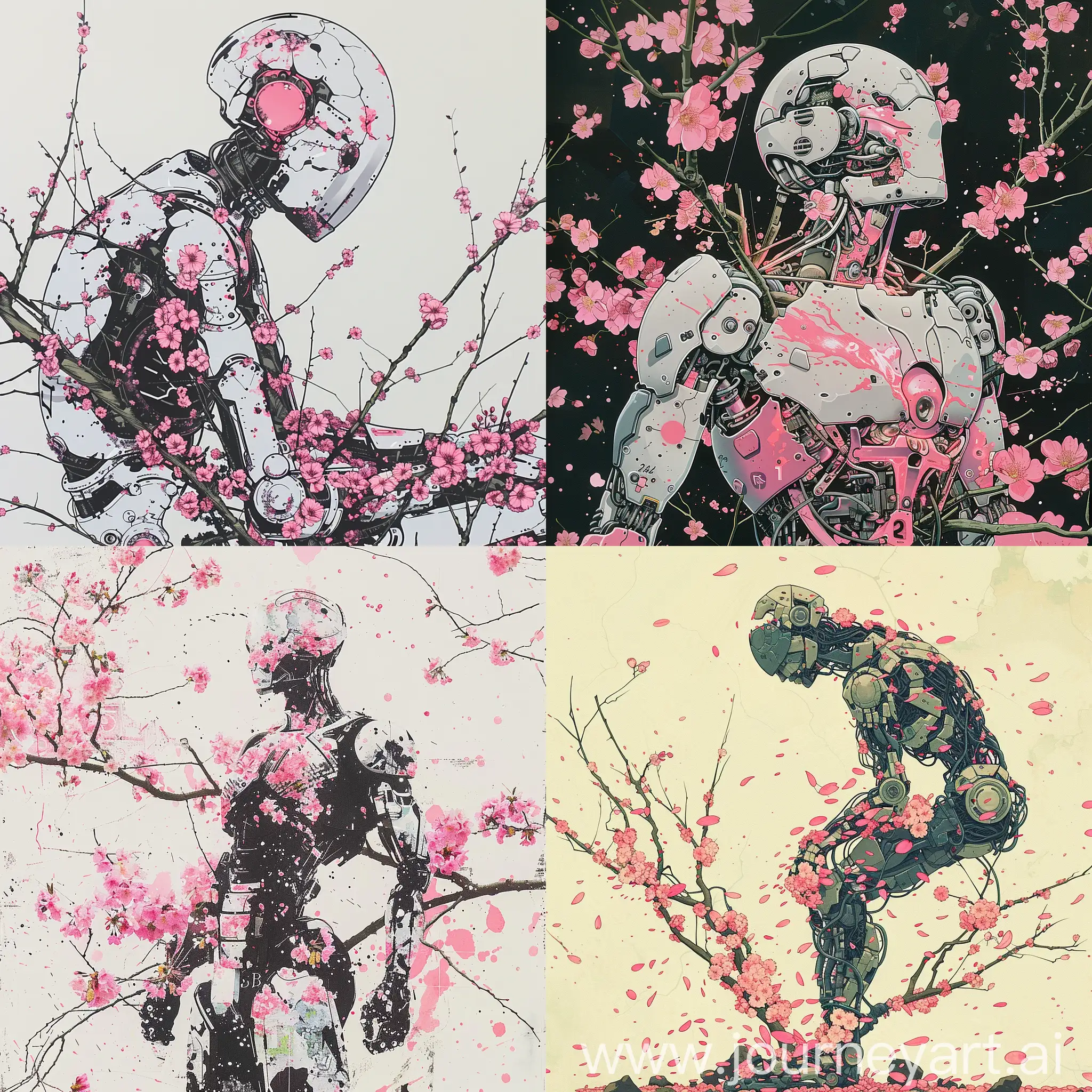 2b from nier, 2b, pop art, Repetition, trick, Meticulous, Graffiti Art, Painstaking, broken ink, spring theme, pink flowers, whole body, fluorescence color, Proportion, Block Printing, cherry-blossom, dynamic posture, three point perspective, dense background, best quality, 2b from nier, 2b, The ultimate masterpiece, absurdity and stunning illustrations, intricate backgrounds, nier automata