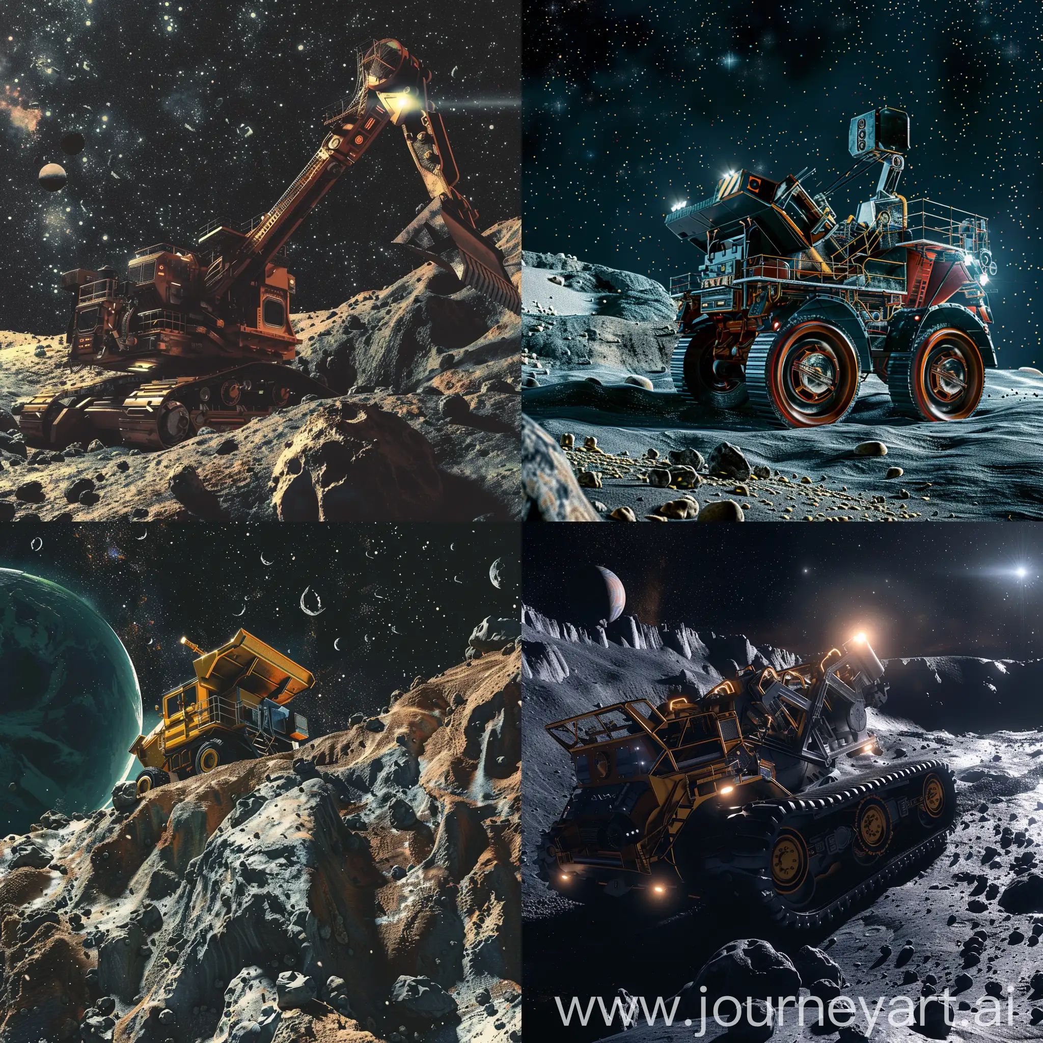 a mining robot,on a planet,space