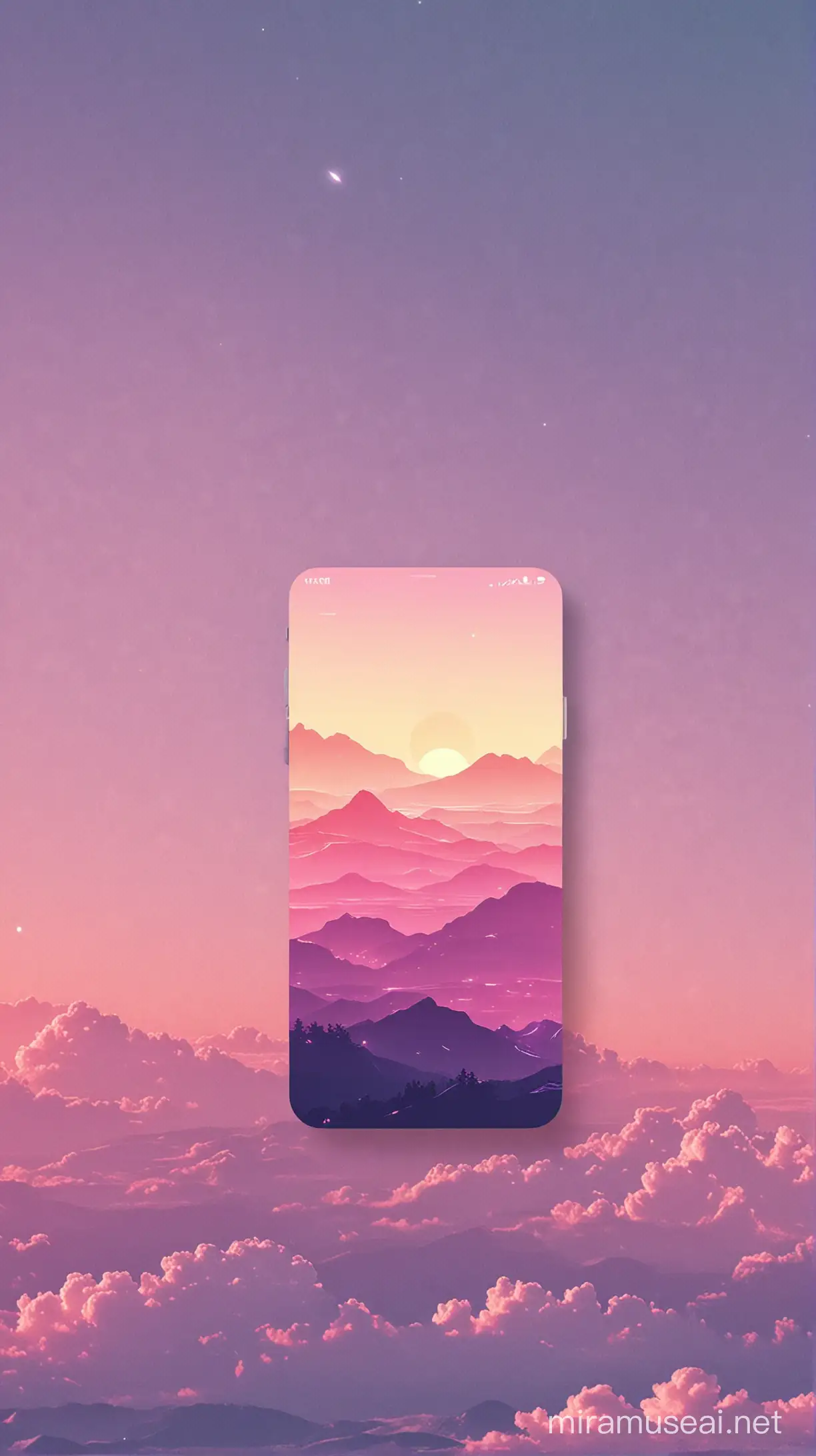 Pastel Sunset Over Calm Ocean Aesthetic Phone Wallpaper