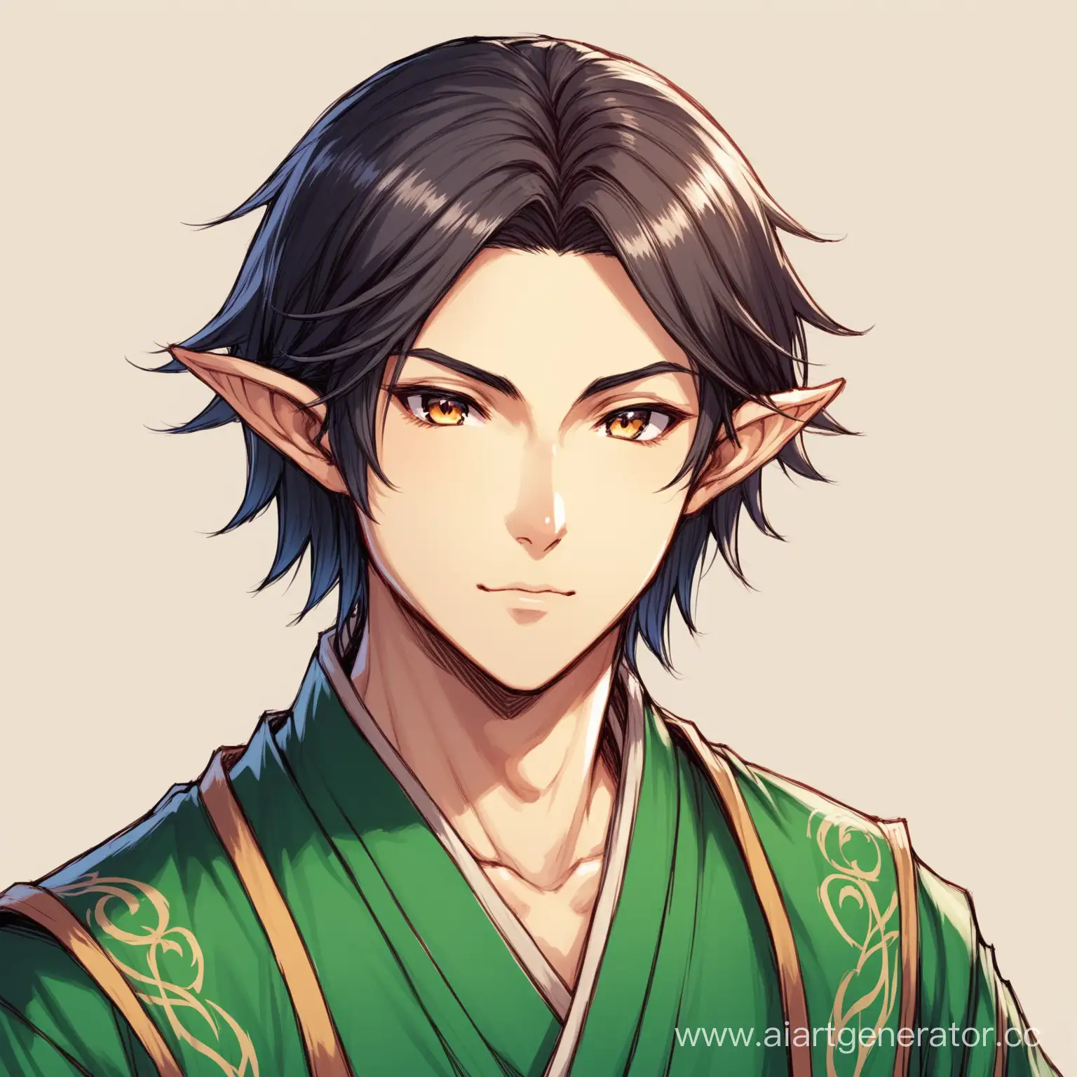 Japanese-Male-Elf-Gael-in-Traditional-Attire