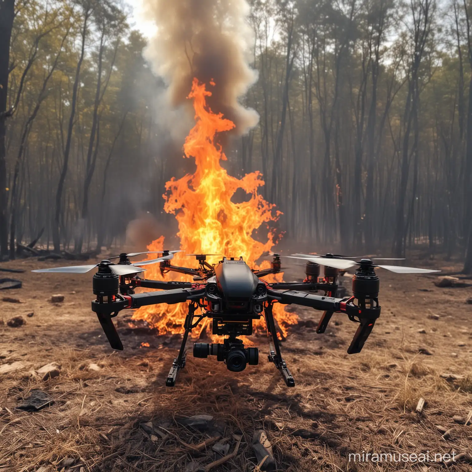Drone Fire Display with FPV Perspective