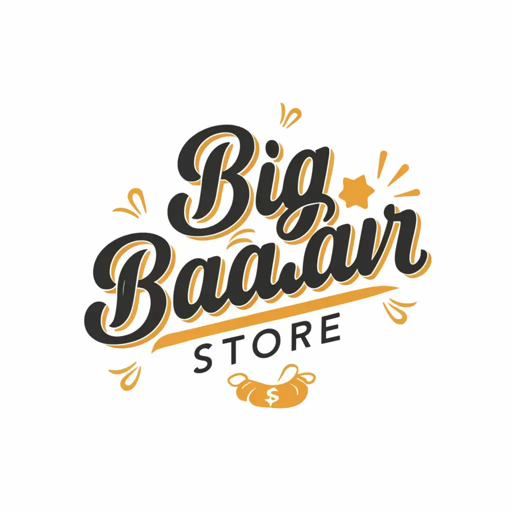 a logo design,with the text "big bazaar store", main symbol:money bag,Moderate,clear background