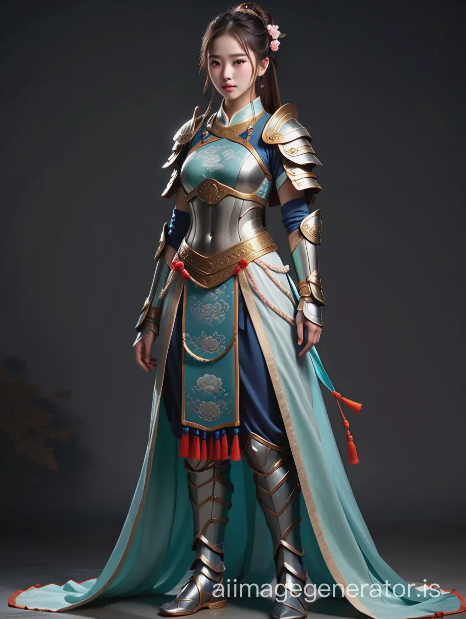 1girl, leogirl, ((ancient chinese clothes light armor)), full body, Sweaty, solid gray background, Dramatic composition, fit body, fully immersed in natural light, best quality, highly detailed features, top-quality, 8K, ​masterpiece, Photorealsitic.
