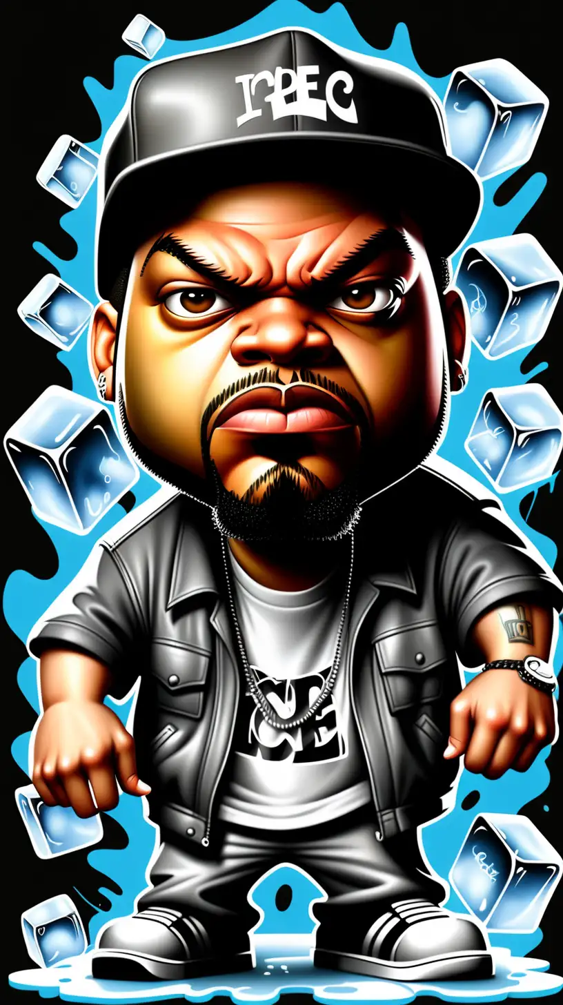 Urban Expression Vibrant Ice Cube Graffiti Style in True Hip Hop
