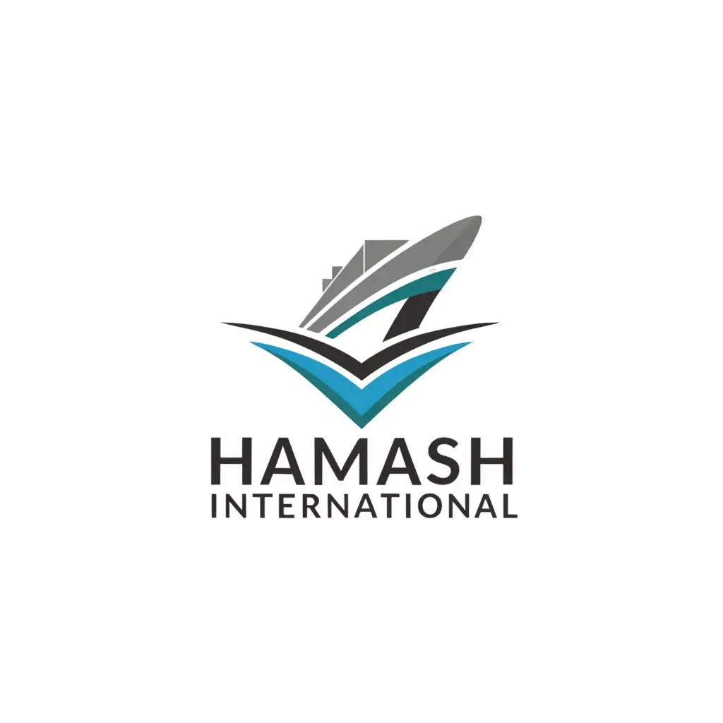 a logo design,with the text "Hamash international", main symbol:plane,ship,Moderate,clear background