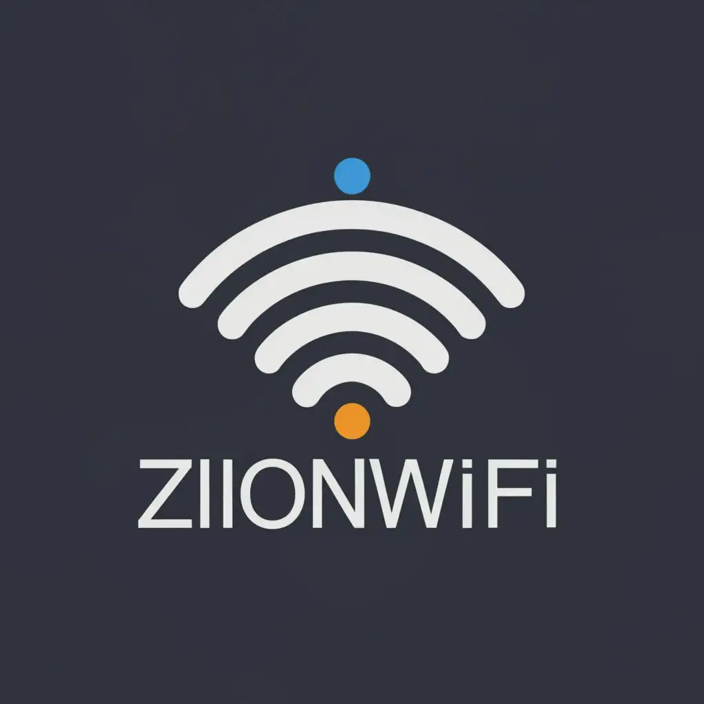 a logo design,with the text "ZION WIFI", main symbol:WIFI LOGO,Minimalistic,clear background