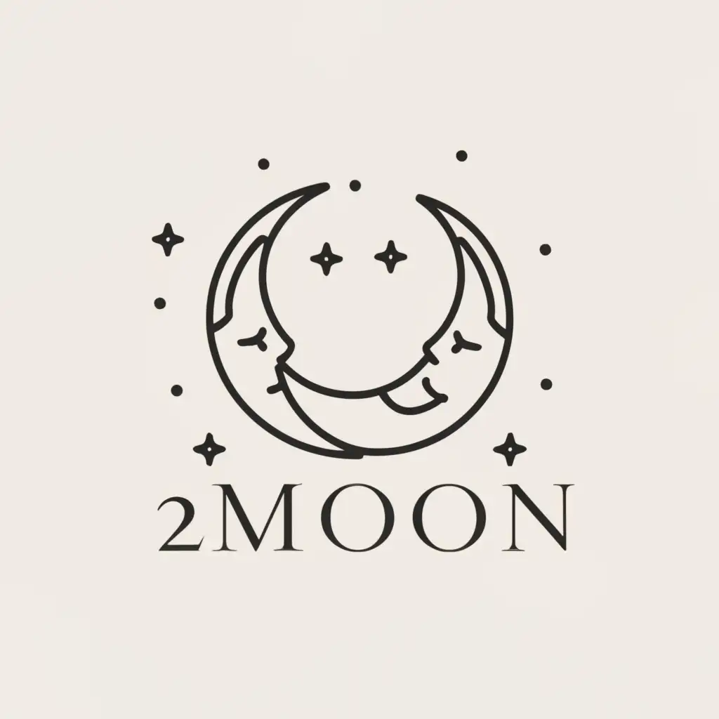 a logo design,with the text "2moon", main symbol:two moons and stars,Moderate,be used in Beauty Spa industry,clear background