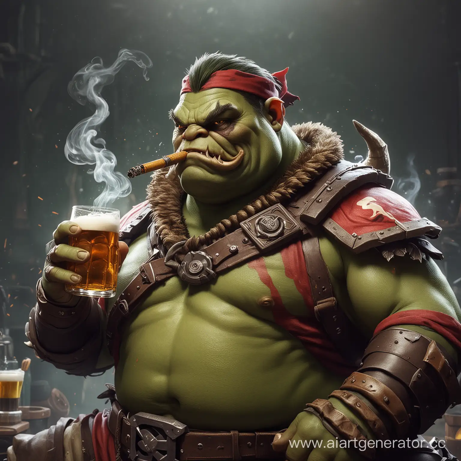 Pudge-from-Dota-2-Smoking-Cigarette-and-Drinking-Beer-in-ViperStyle-Attire