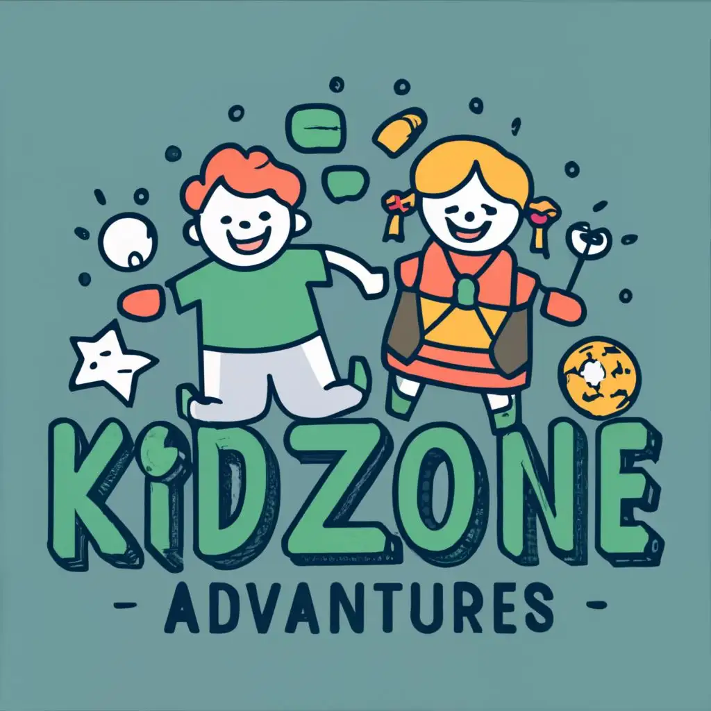 logo, kids, with the text "kidzone advantures", typography